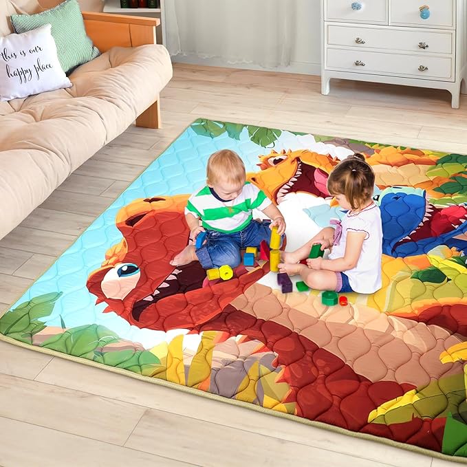 Baby Play Mat for Floor 59 * 71 inch, Extra Thick Soft Cushioning Foam Mat for Kids, Non Slip & Washable Crawling Mat for Toddler, Padded Play Mat for Baby Tummy Time