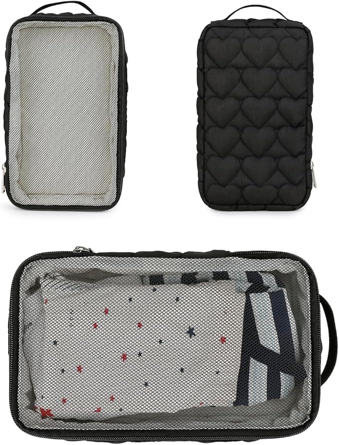 Baby Diaper Bag Organizer Pouches - 2 Pack Waterproof Pod Hanging Diaper Bag Mesh Bag Reusable, Washable or Baby Cloth Diapers (Black&White)