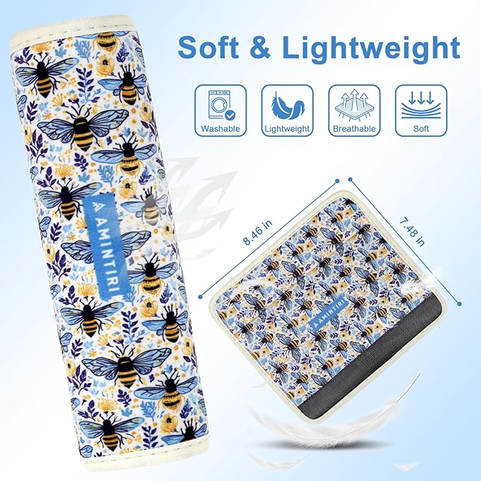 Amintiri Seat Strap Shoulder Pads for Kids, Seat Belt Cover for Children, Soft Furry Seat Belt Cushion for Travel, Cartoon Car Seat Belt Pad Cover for Boys and Girls.