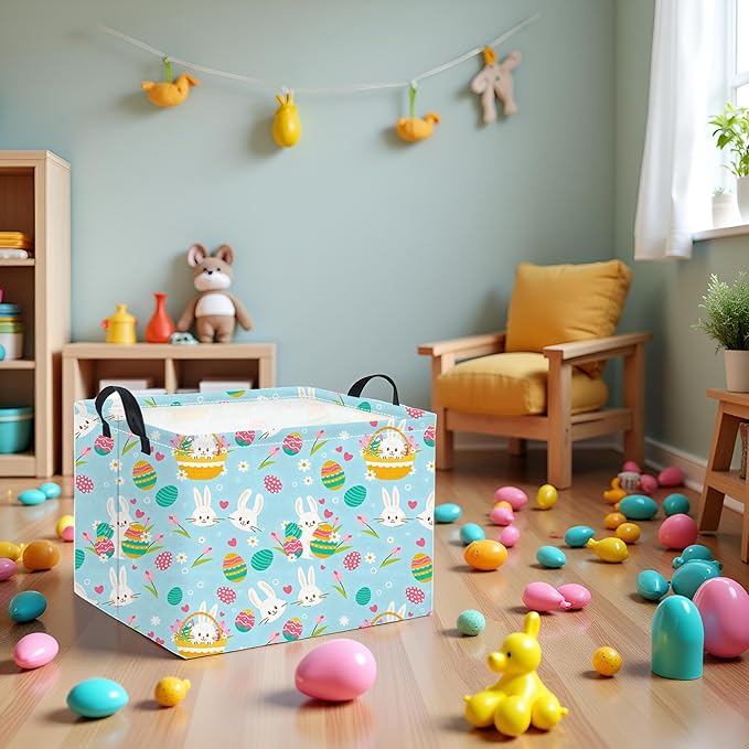 TIBAOLOVER Rectangular Flower Easter Basket for Kids - Baby Storage Bin and Organizer, Shelf, Book Basket, Room Decor