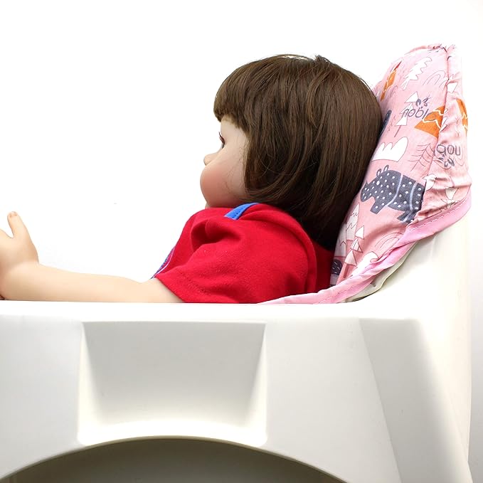ZARPMA Cotton Seat Covers for IKEA Antilop Highchair,Cotton Surface and Padded,Forest Pattern Foldable Baby Highchair Cover for IKEA Child Chair Cushion (Pink Forest)
