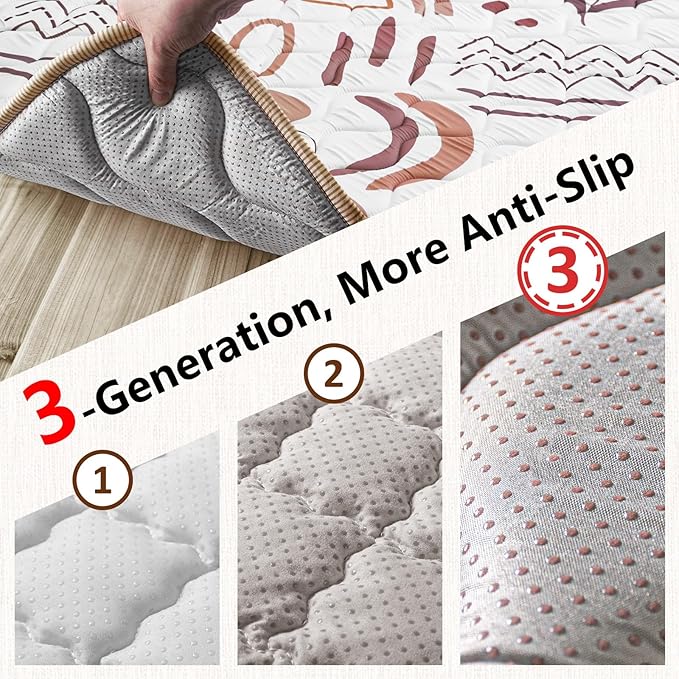 Beavtaens Baby Play Mat, 50x50 Playpen Mat, Thick Soft Foam Playmats for Baby, Foldable and Washable Crawling Mat for Floor (Orange Nature)