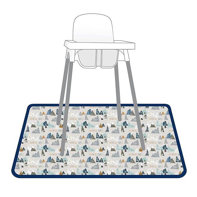 BapronBaby Adventure Awaits Splash Mat - Waterproof Catch-All for Under High Chairs, Floors, Tables, Playtime or Arts & Crafts - Machine Washable - 45" x 45”