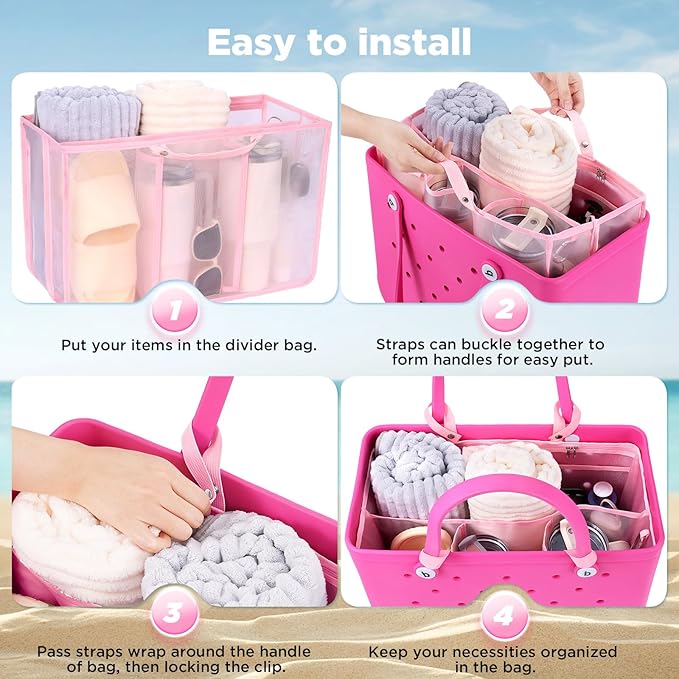 OUTXE Beach Bag Organizer Compatible with X Large Bogg Bag Accessories Inserts, Lightweight Mesh Insert Divider Pouch for Original XL Bogg Bags, Beach Tote Bags Insert for Organizing