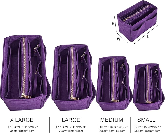 Vercord Felt Organizer Insert For Purse Handbag Tote Bag In Bag Inside Shaper Divider Neo Purple Large