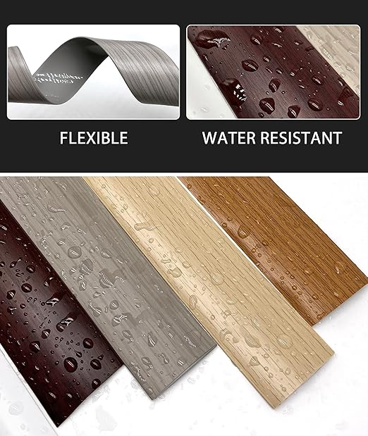 Bnell Floor Transition Strip Floor Cover Strips Self Adhesive Flooring Transitions Laminate Floor Strip Vinyl Floor Flat Divider Strip for for Joining Floor Gaps (3.28FT,2in, Ash Wood Grain)