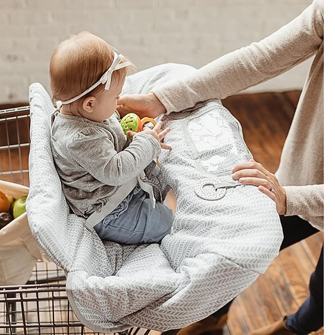 Binxy Baby 2-in-1 Cushy High Chair Cover and Shopping Cart Cover for Baby, Comfortable Cover for Grocery Cart, Universal Fit Cart Cover for Babies, Includes Storage Pouch - Little Arrows
