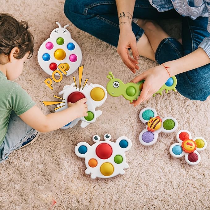 LiKee Fidget Popper Sensory Baby Toys for 10+ Months, Christmas Stocking Stuffers Push and Popping Busy Board, Montessori Toys for 1+ Years Old, Airplane Car Travel Toy for Toddlers 1-3 Stress Relief