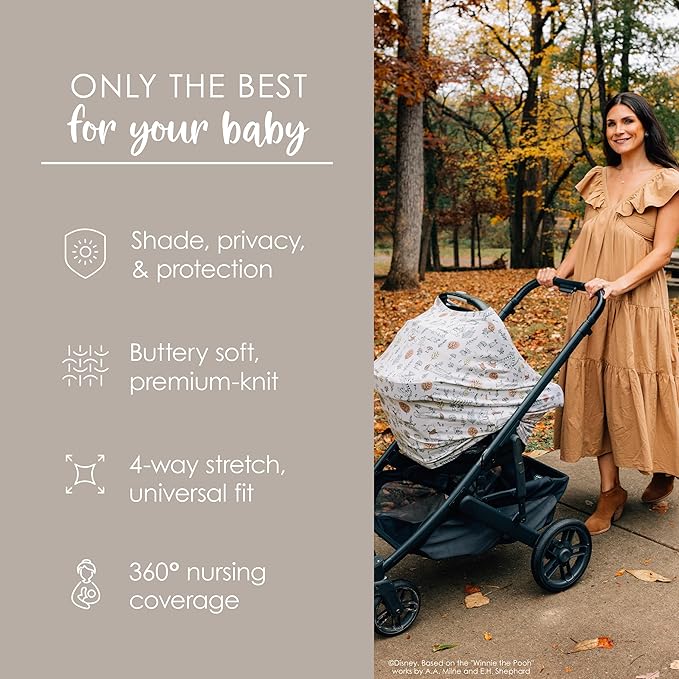 Milk Snob Original Disney 5-in-1 Cover, Winnie The Pooh Baby Bee, Added Privacy for Breastfeeding, Baby Car Seat, Stroller, High Chair, Shopping Cart, Lounger Canopy - Newborn Essentials, Nursing Top