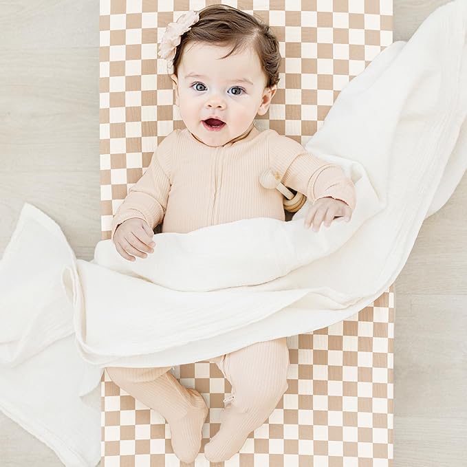 3 Pack Muslin Changing Pad Covers for Girl Boy, 100% Soft Cotton Changing Table Cover, Breathable Baby Nursery Diaper Chang Pad Sheets (Milky Coffee)