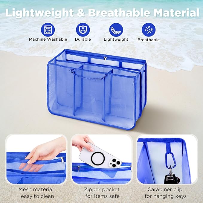 OUTXE Beach Bag Organizer Compatible with Baby Bogg Bag Accessories Inserts, Lightweight Mesh Insert Divider Pouch for Small Bogg Bags, Beach Tote Bags Insert for Organizing