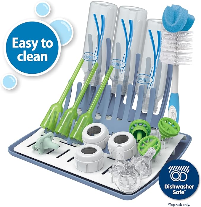 Dr. Brown's Folding Baby Bottle Drying Rack for Easy Storage - Dry Nipples,Pacifiers and Other Baby Essentials,BPA Free,(Pack of 6)