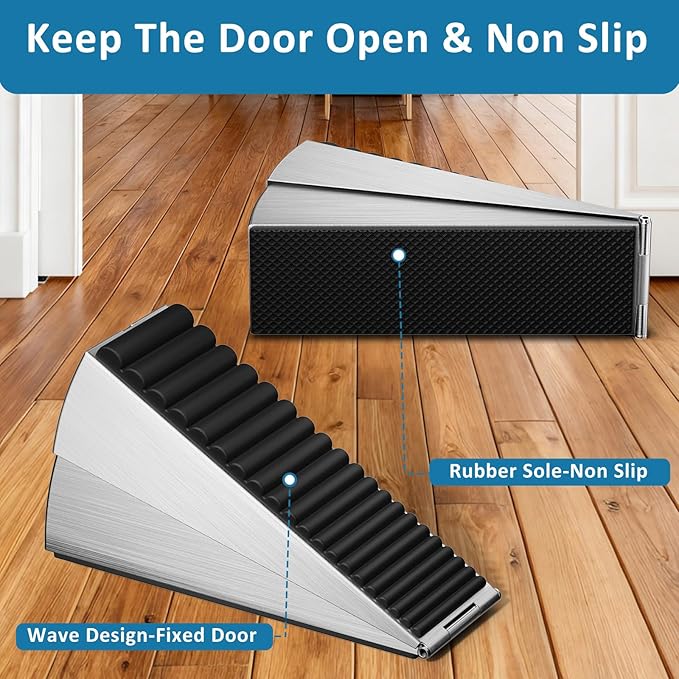 2 Pack Heavy Duty Door Stopper, Adjustable Spring Large Stopper, 3 Inches High Tall Wedge Stoppers for Bottom of Door, Door Stop Suits Any Heavy Door