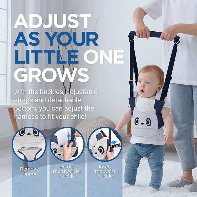 Watolt Baby Walking Harness - Handheld Kids Walker Helper - Toddler Infant Walker Harness Assistant Belt - Help Baby Walk - Child Learning Walk Support Assist Trainer Tool - for 7-24 Month Old (Panda)