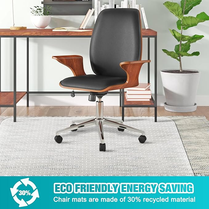 BesWin Office Chair Mat for Carpeted Floors, 46'' x 72'' Large Desk Chair Mat for Low Carpets, Premium Quality Hard Carpet Protector for Work, Home, Gaming, Easy Glide and Flat Without Curling