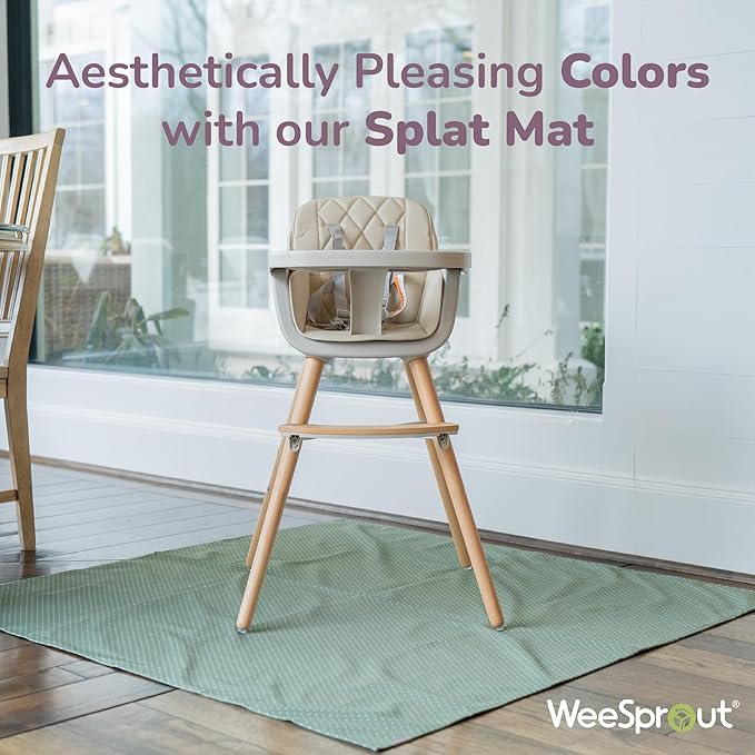 WeeSprout Baby Splat Mat for Kids, Large 51” x 51” Floor Playmat with Durable, Waterproof Surface and Non-Slip Bottom for Infants to Toddlers Under highchair, Arts and Crafts, picnics and Play