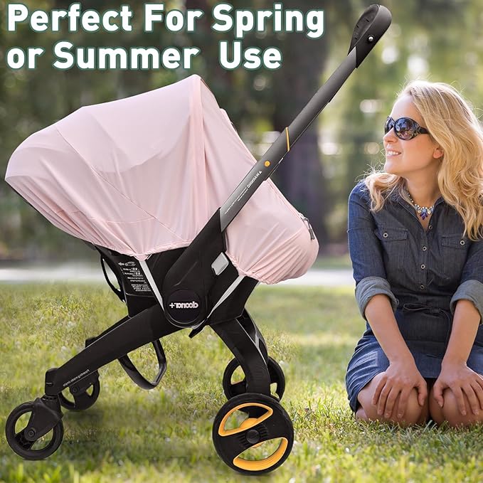 Summer Baby Car Seat Cover Compatible with Doona Car Seat and Stroller,Breathable Sunproof Car Seat Canopy for Girls,Suitable for Spring/Summer/Autumn Use (Pink)