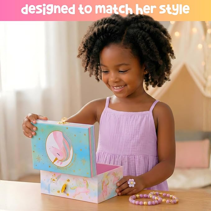 Giggle & Honey® Musical Unicorn Jewelry Box for Girls | Music Boxes for Little Girls | Toddler Jewelry Box for 4 Year Old Kids | Toys for Toddlers | Birthday Gifts for Kids 5, 6, 7, 8, 9 Years