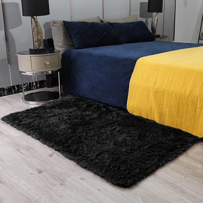 Ophanie Area Rugs for Bedroom Living Room,Color 3- Black,Size 3' x 5',Shape Rectangular