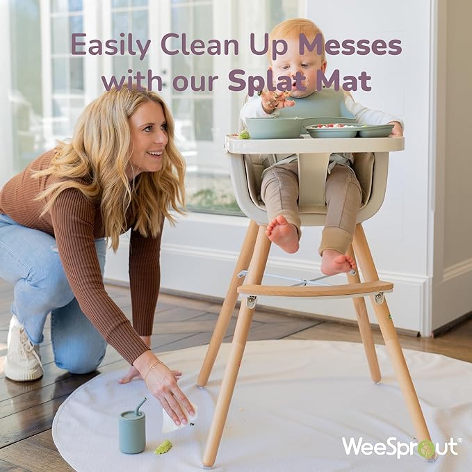 WeeSprout Baby Splat Mat for Kids, Large 51” x 51” Floor Playmat with Durable, Waterproof Surface and Non-Slip Bottom for Infants to Toddlers Under highchair, Arts and Crafts, picnics and Play