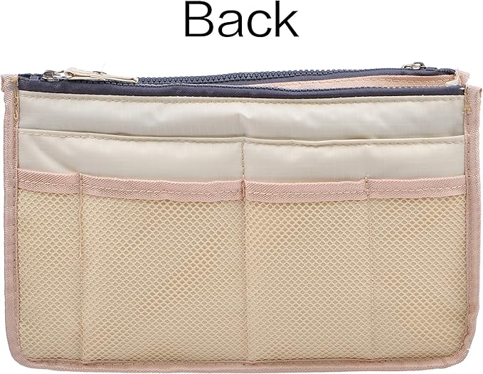 Vercord Updated Purse Handbag Organizer Insert Liner Bag in Bag 13 Pockets Milky Beige Medium