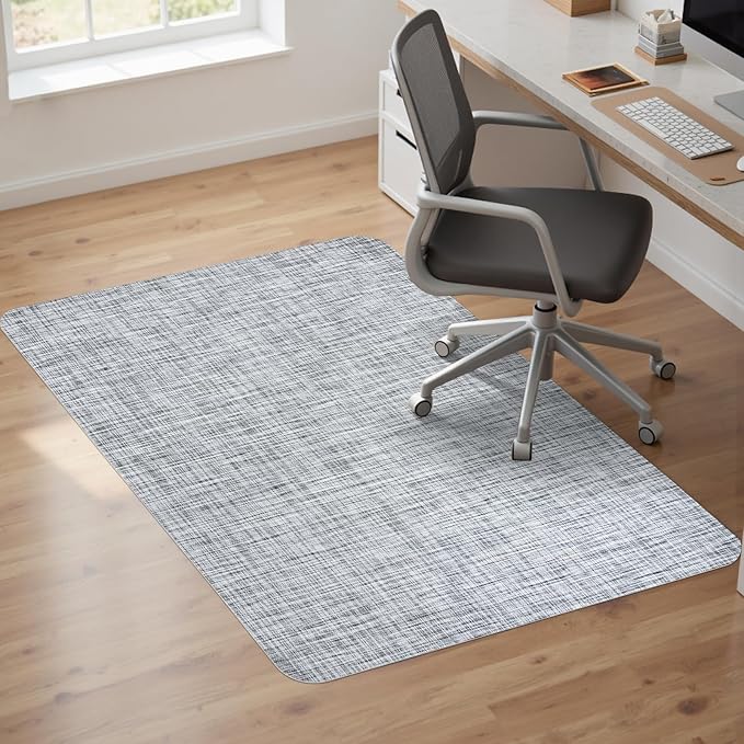 Sycoodeal Office Chair Mat for Hardwood & Tile Floor,Computer Gaming Chair Mat for Rolling Chairs Non-Curve, Anti-Slip, Heavy Duty Floor Protector for Home Office,Grey (48" x 55")