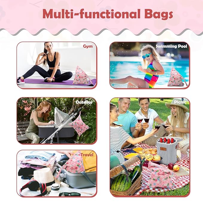 ALVA ALVABABY 3pcs Cloth Diaper Wet Dry Bags Waterproof Reusable with Two Zippered Pockets Travel Beach Pool Daycare Soiled Baby Items Yoga Gym Bag for Swimsuits or Wet Clothes 3L-ZM22A