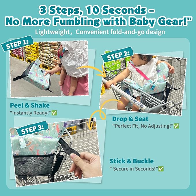 Premium Baby Shopping Cart Cover & High Chair Seat Protector - Universal Fit for Grocery Carts, Restaurant Chairs，Restaurant Seats, and Park Swings-Girl & Boy（Ocean Blue）