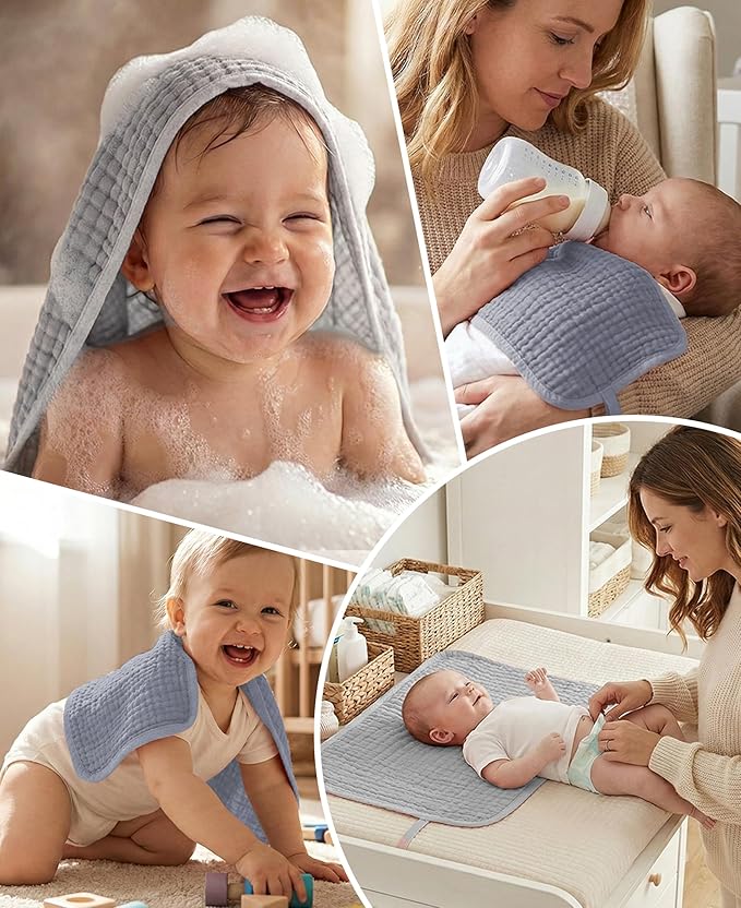 14Pack Muslin Baby Burp Cloths 100% Cotton 20"X10" Soft Absorbent Quick Drying Newborn Drool Baby Face Washcloths