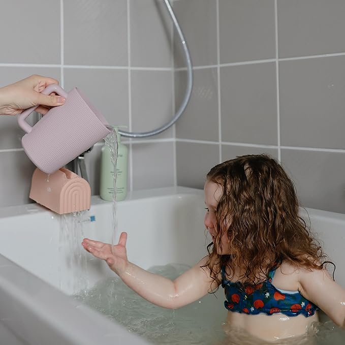 mushie Bath Spout Cover | Soft Silicone Bathtub Faucet Safety Guard for Kids | Universal Fit (Blush)