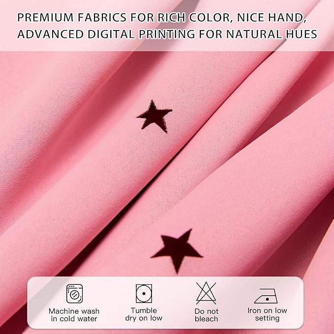 XiDi Pink Curtains for Bedroom Decor, Baby Pink Kids Blackout Curtains for Girls Room, Princess Unicorn Wall Decor Set of 1 Panel, Pink42/108/1