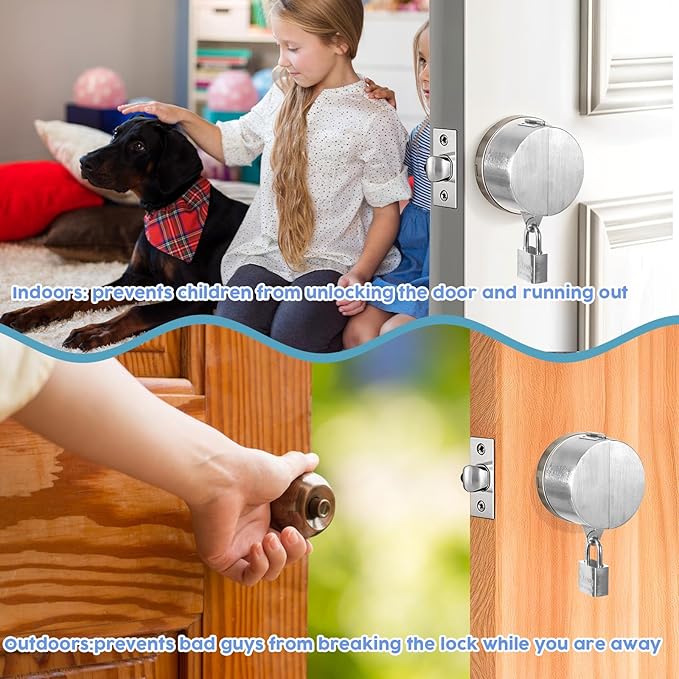 simarro Door Knob Lock Out Device, Door Handle Lock Cover with Padlock and Keys, Prevents Turning of Door Knob and Entering Keyholes for Covering Door Handles Faucets Valves(Silver)
