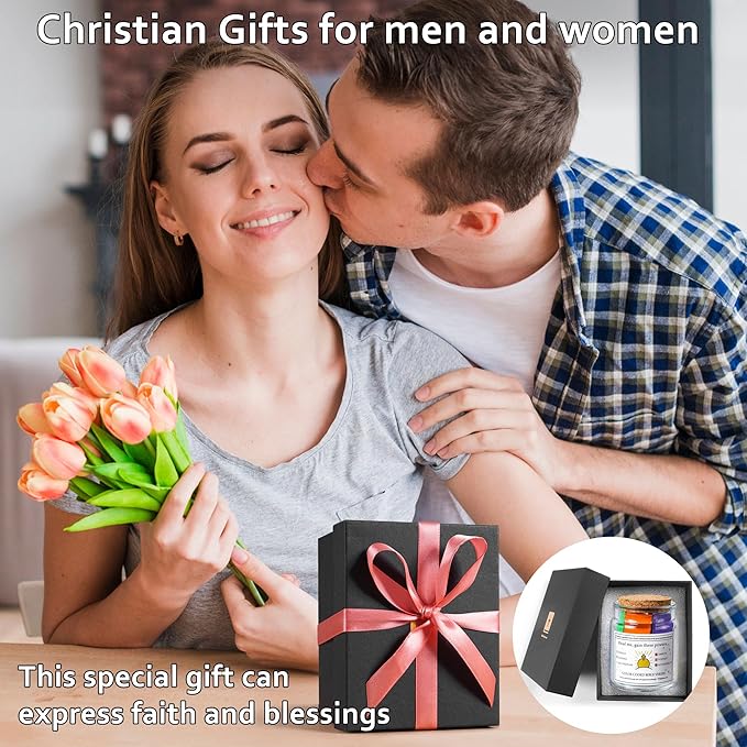 MWMXNNT Bible Verse Jar Christian Gifts for Women, Mom, Friend, Teen, Decorative Glass Inspirational Scripture Jar With 96 Bible Verse & 48-inch Ribbon Bow