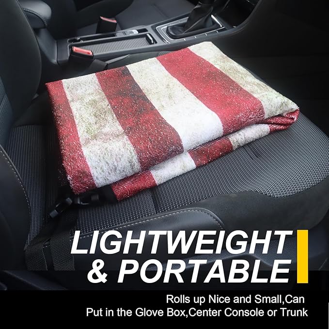 LoyaGour Back Seat Cover for Car Trucks Van SUV,Waterproof Rear Bench Towel Seat Covers for Dogs and Kids,Automotive Backseat Protector (American Flag)