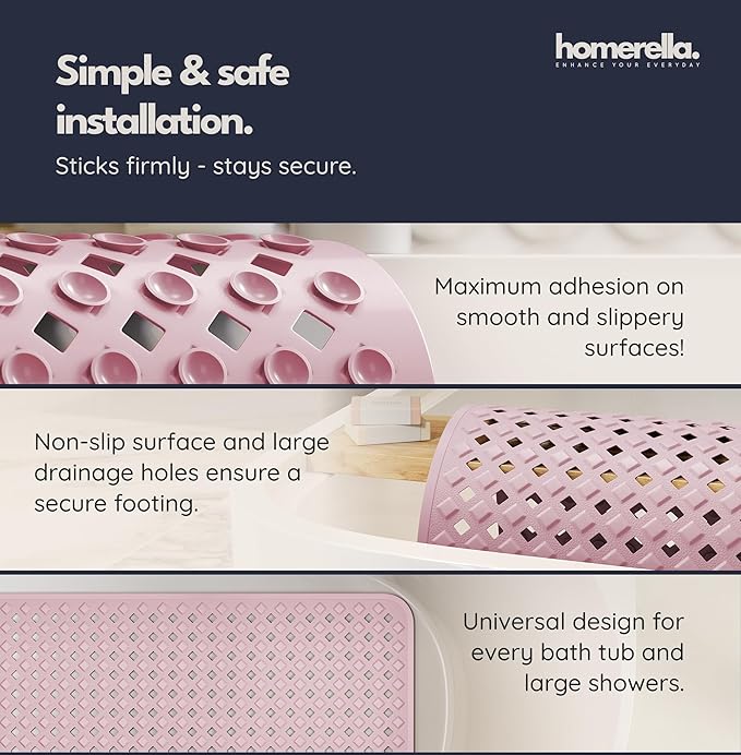 Bath Tub Mat Non Slip Anti Mold for Kids BPA Free INCL Hooks - homerella® Ocean Sea Animals 28x16, Baby Bath Mat Non Slip 200 Suction Cups, Non Toxic Machine Washable Toddler Bath Mat, EU Certified