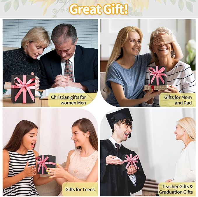 Bible Verse Jar (KJV) - Christian Gifts For Women, Men, Mom, Dad, Teen，Birthday Gifts For Women, Religious Graduation Gift For Her，Prayer Hope Jar With Greeting Card & 48-inch Ribbon Bow。
