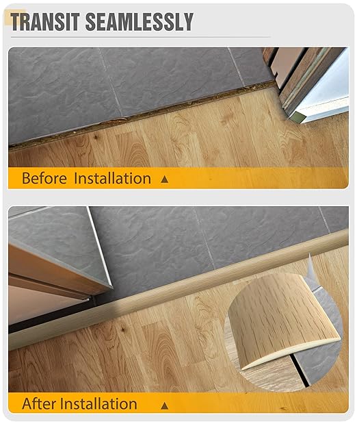 Bnell Floor Transition Strip Floor Cover Strips Self Adhesive Flooring Transitions Laminate Floor Strip Vinyl Floor Flat Divider Strip for for Joining Floor Gaps (3.28FT,2inch, Maple Grain)