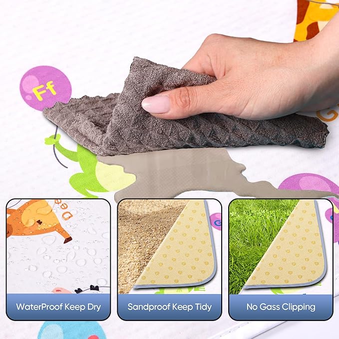 DFHY Outdoor Waterproof Picnic Mat, Foldable & Lightweight Blanket with Carry Bag (55"x70") – Portable Travel Blanket for Beach, Park, Camping, Grass & More