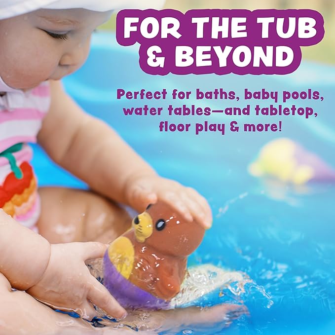 Tub Works® Tub Bobbers™ Bob, Wobble & Float Upright Toddler Bath Toys, 6 Pack | Unique Wobbling Action | Sealed, No Hole Baby Bath Toys | Engaging Bathtub Toys for Kids | Water Table & Baby Pool Play