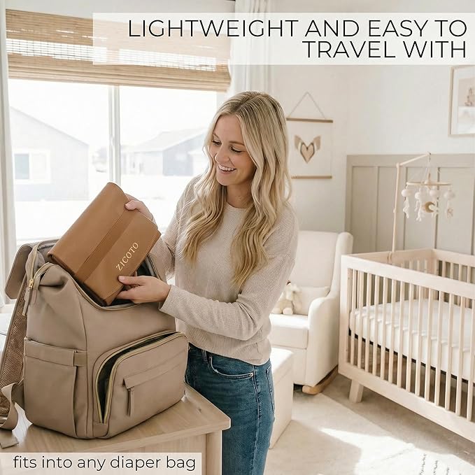 Beautiful Baby Diaper Changing Mat Made of Vegan Leather - Soft and Easy to Wipe Changing Pad for Travel or at Home Use - Lightweight and Foldable Mat that Perfectly Fits Into Any Diaper Bag
