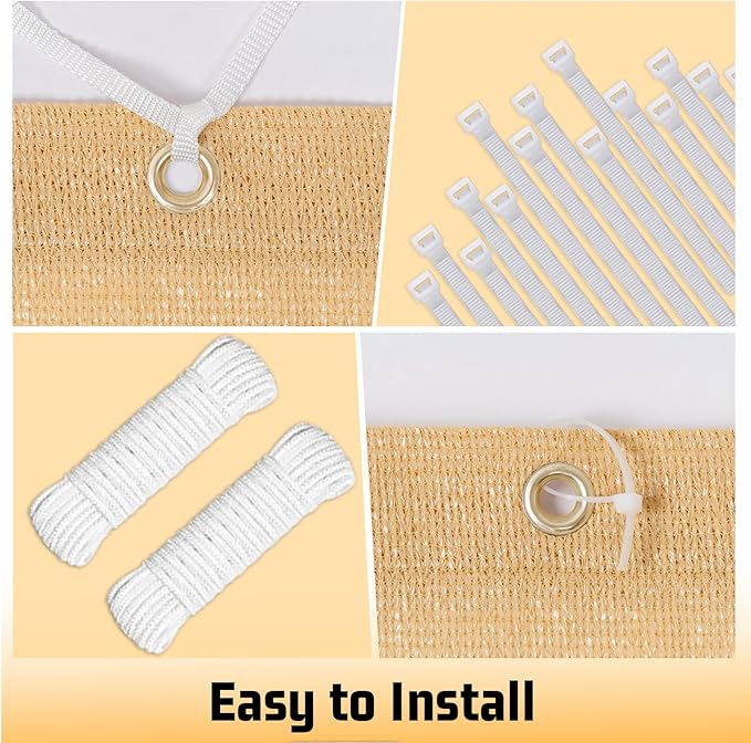 SUNNY GUARD Shade Cloth Custom Size 3x11 FT Sun Shade Screen Fabric Shade Cover Tarp with Grommets for Pergola Backyard Garden, Sand(We Customized)