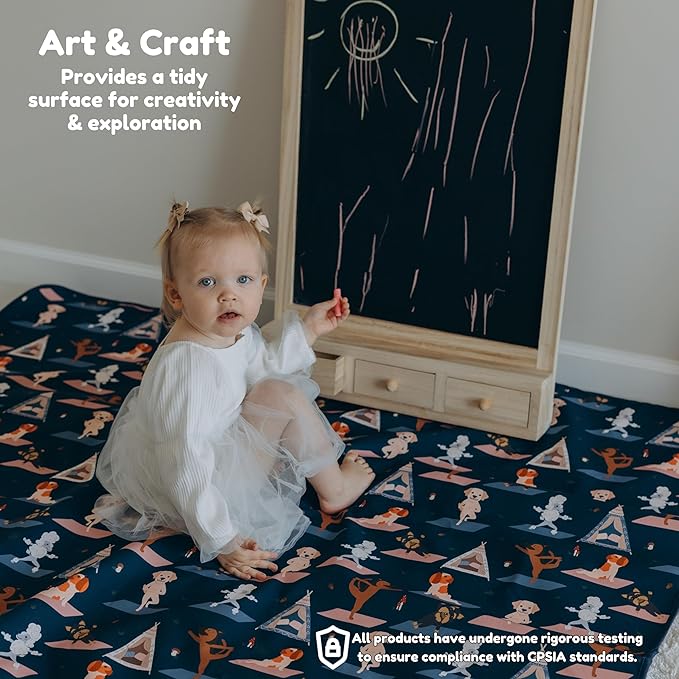 55"x55"Jumbo Thick 4-Layer Baby Splat Mat for Under High Chair, Large Heavy Duty Waterproof Spill Mat, Washable, Extra Anti-Slip Floor Protector for Arts,Crafts,Mess Mat