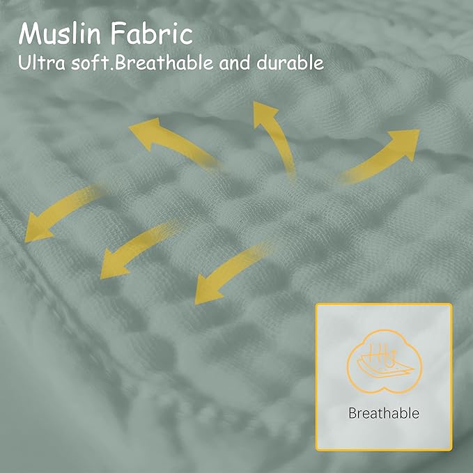 Lovely Care 12 Pack Muslin Burp Cloths 100% Cotton Muslin Cloths Large 20''x10'' Extra Soft and Absorbent Baby Burping Cloth - Green