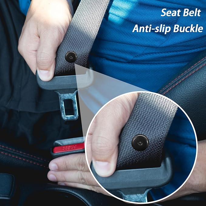 5 Sets Universal Seatbelt Stopper Kit, Snap-on Seat Belt Button Stopper Plastic Seatbelt Buckle Stopper Button Prevent Seatbelt Clip from Sliding Down No Welding Required(Black)