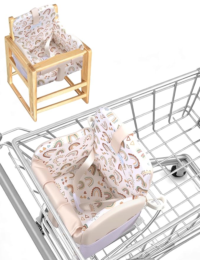 Shopping Cart Cover for Baby Girl and Boy, High Chair Cover for Restaurant, Padded Grocery Cart Seat Cover & Swing Insert for Infant & Toddler, Durable Machine Washable (Cream)