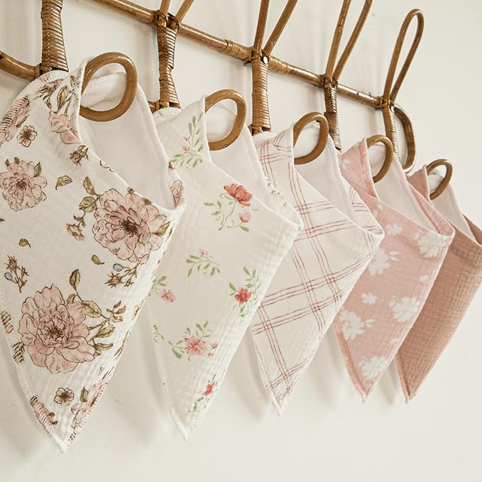 CIVARUA KIDS Muslin Baby Bibs 8 Pack, Baby Bandana Drool Bib for Drooling and Teething, Cotton Soft Absorbent for Girls Boys