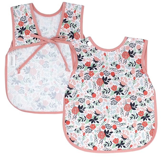 BapronBaby Vintage Rose Bapron - No Neck Tie Safer Bib for Baby & Toddler - Soft Waterproof Stain Resistant - Machine Washable - Sz Preschool 3-5yrs