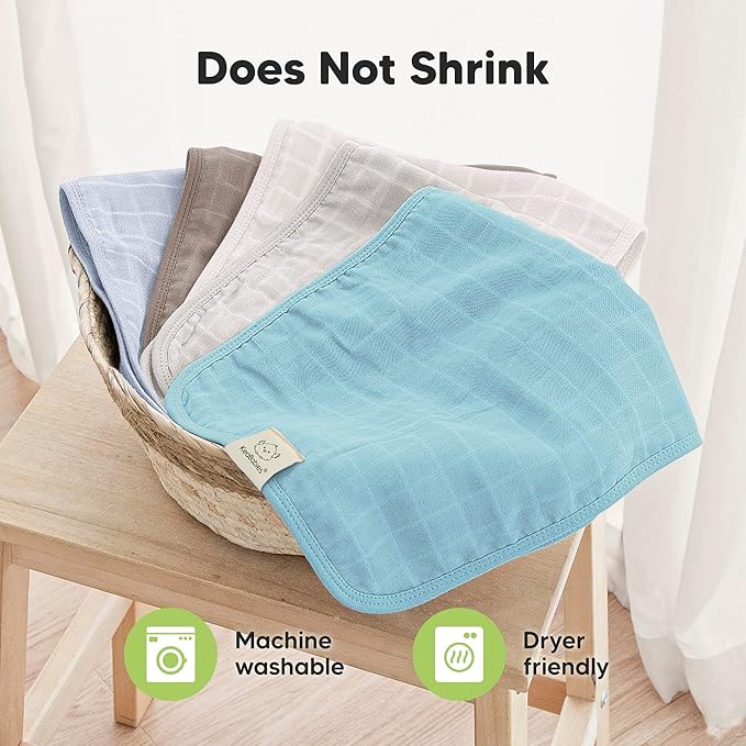 KeaBabies Cotton Muslin Burp Cloths Baby Boy, Girl - 5-Pack Soft & Absorbent Burping Cloth for Babies, Large Baby Towels & Washcloths for Newborn, Spit Up Rags, No Shrink, 20x10" (Nimbus)