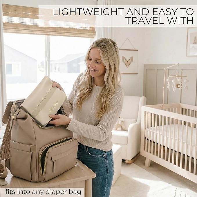Beautiful Portable Baby Changing Pad - Wipeable and Easy to Clean Diaper Changing Mat - The Perfect Waterproof Vegan Leather Pad for Traveling