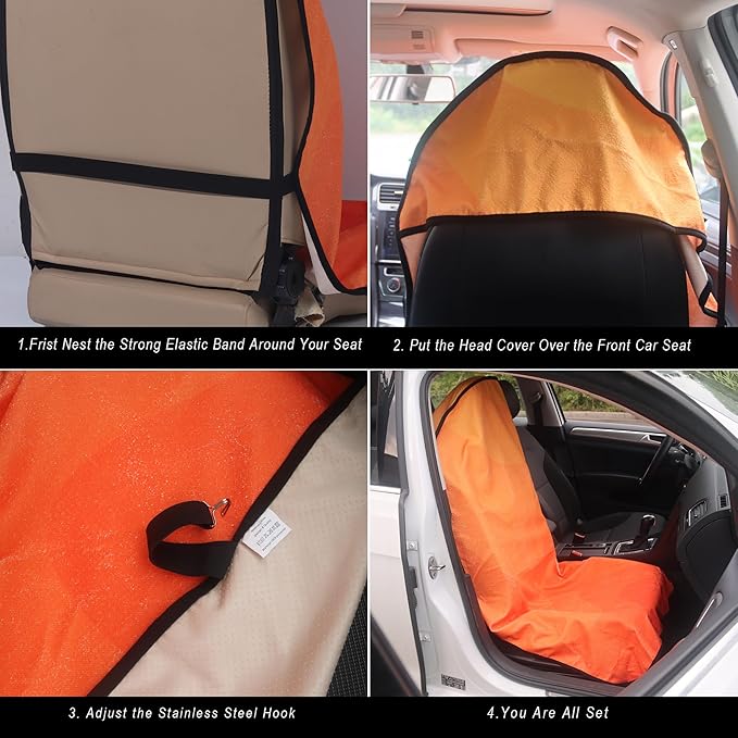 LoyaGour Car Seat Cover Protector Front Seats,for Gym Workout,Running,Swimming,Beach and Hiking,Waterproof Sweat Towel Bucket Seat Covers for Cars SUV Trucks (Orange, 2Pcs)